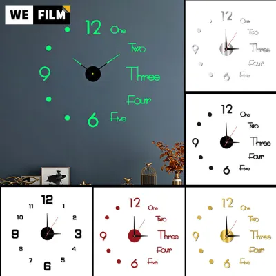 3D Wall Clock Luminous Frameless Wall Clocks DIY Digital Clock Wall Stickers Silent Clock for Home Living Room Office Wall Decor