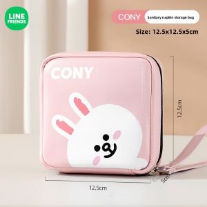 LINE FRIENDS Brown Sanitary Pad Pouch Cute Daily Travel Companion Compact Cosmetic Organizer LFB119