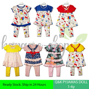 Q&K Girl 1-6y Baby Kids 100% Cotton Short Sleeves Pyjamas Doll Set / Casual Set BPJ00005