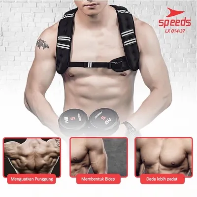 SPEEDS Rompi Pemberat Beban Weighted Vest 10 kg SPEEDS Jacket Adjustable Pull up Push up Crossfit
