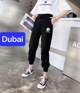 QUẦN JOGGER THỂ THAO NAM NỮ ĐEN HOA CÚC CHẤT NỈ DÀY DA CÁ THOÁNG MÁT HÀN QUỐC CAO CẤP - DUBAI FASHION