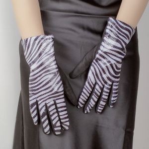 NAELIN Lót lông cừu Găng tay giả da Sọc ngựa vằn Họa tiết sọc hình động vật Găng tay cảm ứng. Ấm áp Ngón tay đầy đủ Găng tay giữ ấm Dành cho phụ nữ.