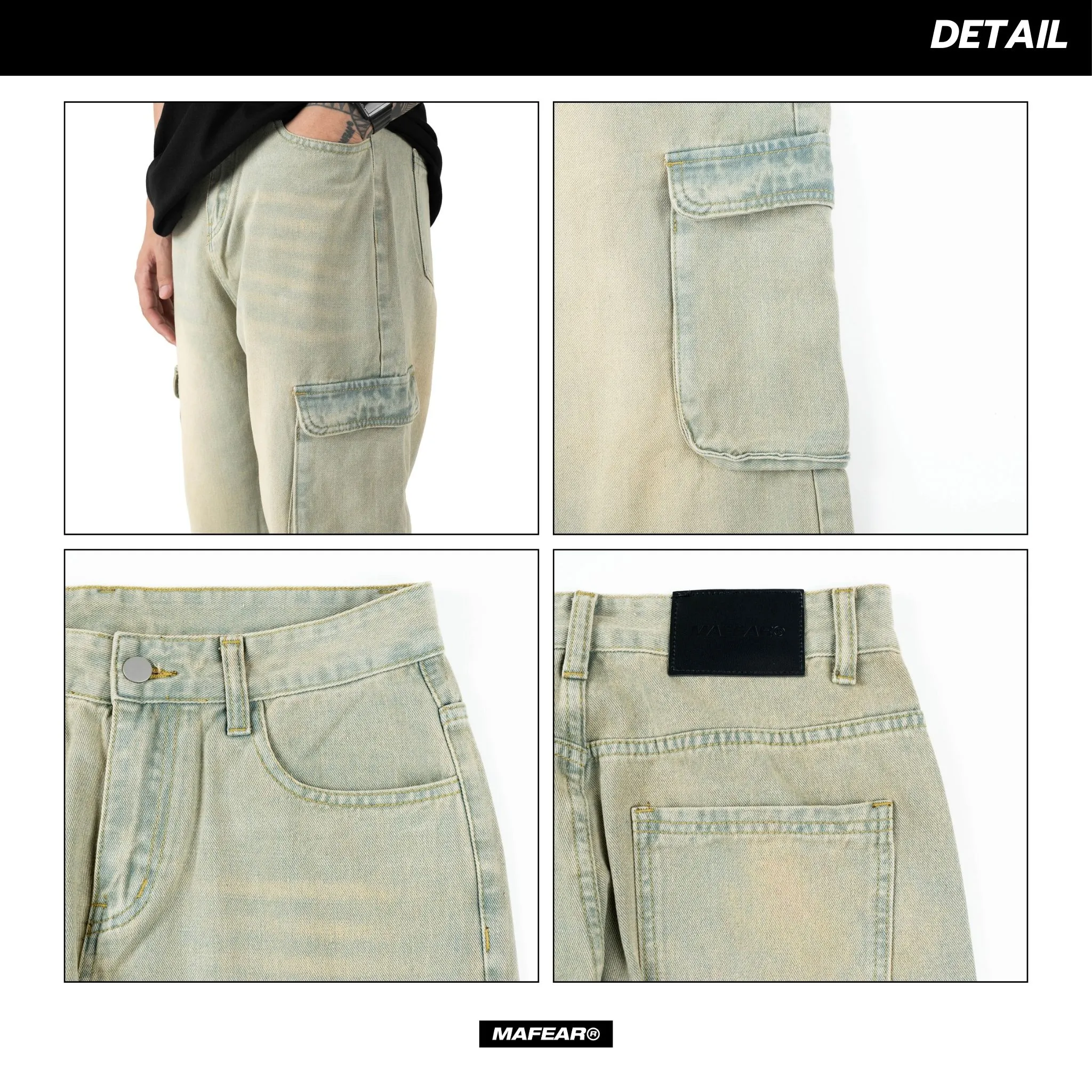 MAFEAR – กางเกงยีนส์คาร์โก้ รุ่น Cargo Denim (สีสนิม) https://wayoza.com