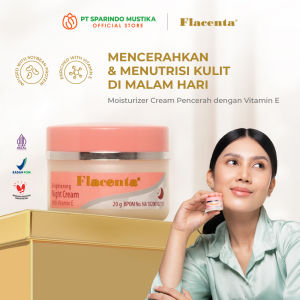 FLACENTA Night Glowing Cream Vitamin E Cream With Niacinamide Pelembab Wajah Whitening BPOM