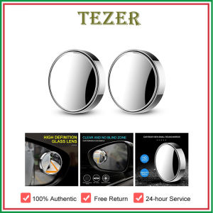 TEZER 2PCS 360 Rotatable Adjustable Blind Spot Mirrors Universal Frame Wide Angle Round Mirror HD Glass Car Side Wing Mirror Convex mirror for Car Trucks Traffic Safety