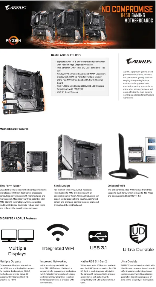 Gigabyte B450i Aorus B450 I Aorus Pro Wifi Review GIGABYTE B450i