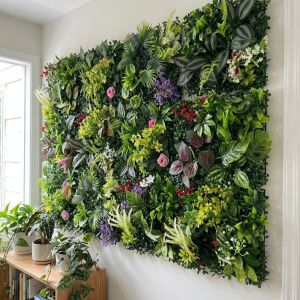 DUOJI Lifelike Artificial Plant Wall Panel Plastic UV Protection Simulation Lawn Panels Photography Props 25x25cm Fake Carpet Home Garden Decor