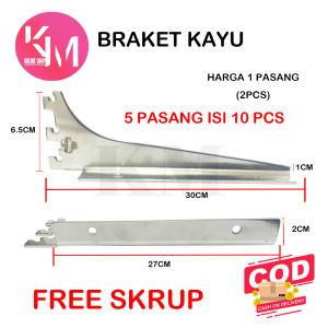 Braket Kayu atau Triplek 30 Cm isi 5 set (10 pcs)