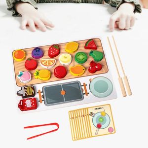 R1A9M Play House Wooden Fruit Toy Interactive Simulation Food Toddler Fruit Matching Toy Educational Toy Miniature Hand Eye Coordination Cooking Toy Kids Preschool