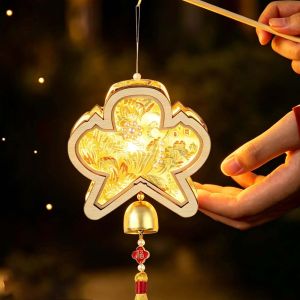 FOUNDTWO Tỏa sáng Đèn lồng chuông gió tự làm Truyền thống Làm thủ công Nghệ Thuật Trung Thu Đồ chơi trăng cầm tay Tinh tế Bộ dụng cụ làm đèn bằng vải Đồ chơi trẻ em