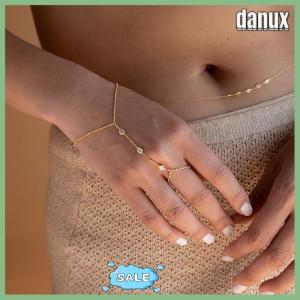 danux Minimalist Tiny Chain Bracelet Finger Rings For Women Link Chains Connecting Hand Harness Bracelets Jewelry Gift