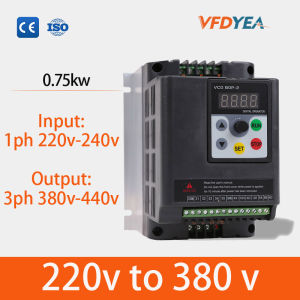 220v to 380v 0.75KW/1.5kw/2.2kw  Input 220v 1phase  output 380v 3 phase  VFD Variable Frequency Drive Inverter Professional for Pump/motor/fan
