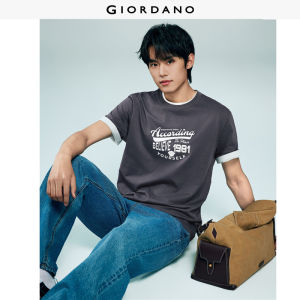 GIORDANO Men T-Shirt Slim Fit T-Shirt Slight Elasticity T-Shirt Knitted Fabric Item No. 13096221 High Quality Comfortable Dai...