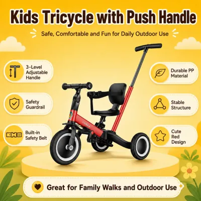 Beige 3-in-1 Bike For Kids Balance Bike Tricycle Bike For Kids Multi-function Baby Bike