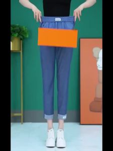 FCLUCKIN STORE Pants for Women Womens Casual Jeans Thin Straight Trousers Thin Denim Pants 2026 Summer New Jeans for Women Elasticated waist