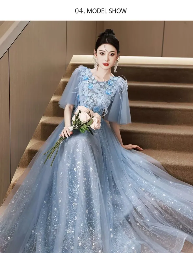 EAGLELY 2024 Blue Fairy Evening Dresses Luxury High End Dinner Anual Party Formal Event Formal Ball Gown For Debut 18 Years Old For Js Prom Wedding Ball Gown For Bride Lazada