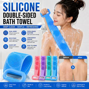 60cm Long Silicone Back Scrubber Back Rub Bath Towel Deep Cleansing Exfoliating Shower Massage Non Slip Bath Accessory