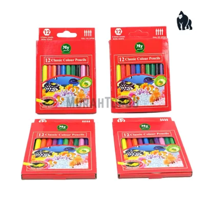 Pensil 12 Warna Pendek Mini MY PENCIL / Color Pencil Paper Box Classic / Coloring Set Anak Anak