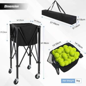 Portable Storage Trolley Cart Outdoor Stand Cart Foldable Handcart with Wheels Pickleball Storage Basket Multiple Storage Cart Portable Volleyball Cart for Tennis and Training Storage