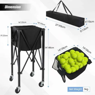 Portable Storage Trolley Cart Outdoor Stand Cart Foldable Handcart with Wheels Pickleball Storage Basket Multiple Storage Cart Portable Volleyball Cart for Tennis and Training Storage