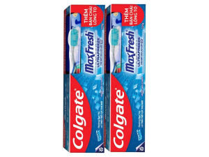 uýp kem đánh răng Colgate MaxFresh hương bạc hà 225g tặng bàn chải đánh răng