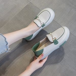 Womens Leather One Foot Casual White Shoes