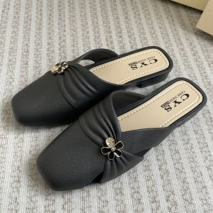 Sandal Kondangan Slip On Wanita Simple Selop Cewek Mary Janes PVC Mules Woman Shoes COD SPT-96