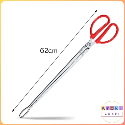 Amoki【Ready in Stock】 Eel Clip Stainless Steel Sea Fishing Clip Multifunctional Long Handle Crab Tongs Garbage Clip