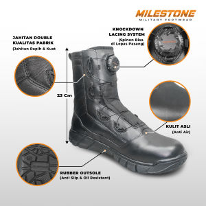 Sepatu PDL Tactical Tali Putar Poison Merk Milestone Standart Jatah TNI POLRI KEMHAN
