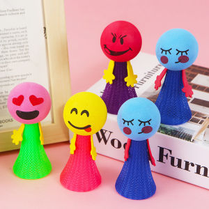 Baby Toys Bouncing Doll Cute Press it Jump Toys for Kids Emoticon Shuttle Cock Spring Jump Toy