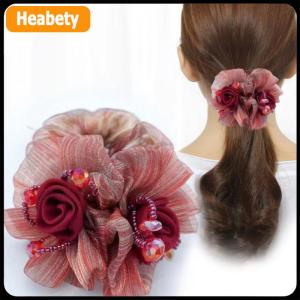 【2-3 days delivery】 Rubber Band Headdress Flower Hair Rope Elegant Woman Updo Horse Tail Elastic Large Scrunchie Hair Accessories For Women