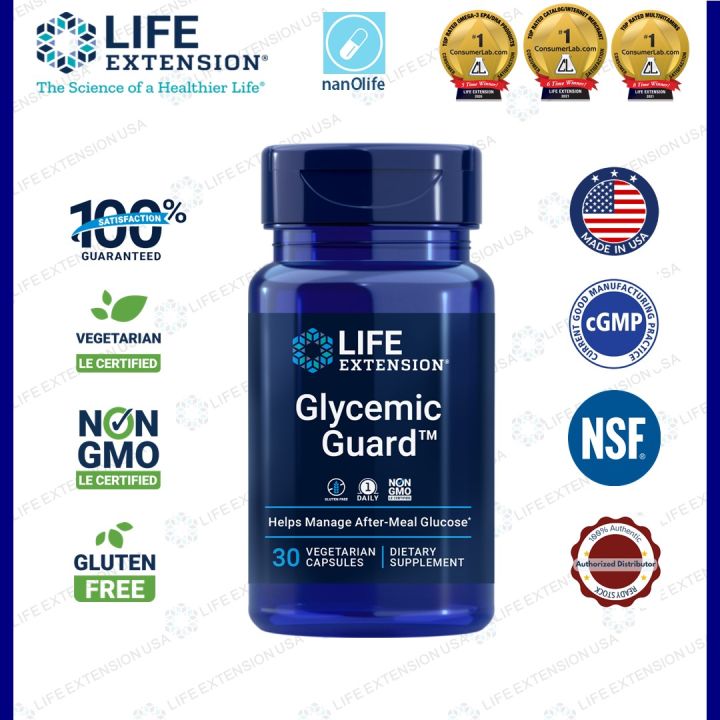 Life Extension Glycemic Guard Supplement Glycemic Guard Vegetarian Capsules  - 30 Caps, With Delphinol & Clovinol, Supports Healthy Post-Meal Blood  Sugar Levels
