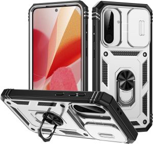 Tương Thích Với Cho Samsung Galaxya36 5G A26 5G A56 5G A16 A06 A35 5G A25 5G A15 5G A34 5G A24 4G A54 5G Trường Hợp 2025 360 ° Kim Loại Xoay Vòng chân đế từ tính [có bảo vệ máy ảnh] chịu lực cao cấp quân sự cho Samsung trắng đen vỏ điện thoại A36