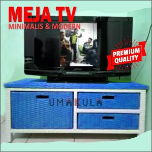 Rak Lemari Rotan Sintetis 6 Laci Bufet Buffet Meja TV 43 Inci Ruang Tamu Minimalis Serbaguna Murah