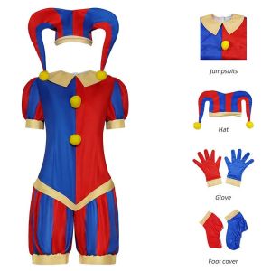 Circus Pomni Cosplay Costume with Hat Gloves Halloween Costumes Carnival Outfits(SIZE 140cm-3XL)