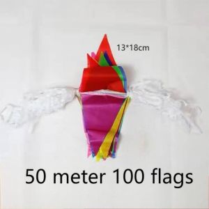 50m/100m Festival Pennant Flags Reinforced Rope for Wedding Opening Events