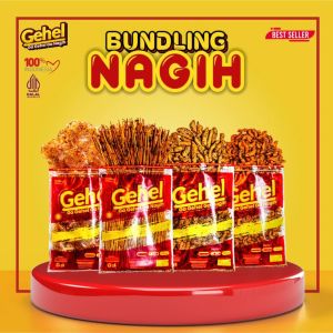 Gehel Paket Bundling Nagih- Cemilan Mie Lidi Kripca Basreng Makaroni (Pedas Jeruk)