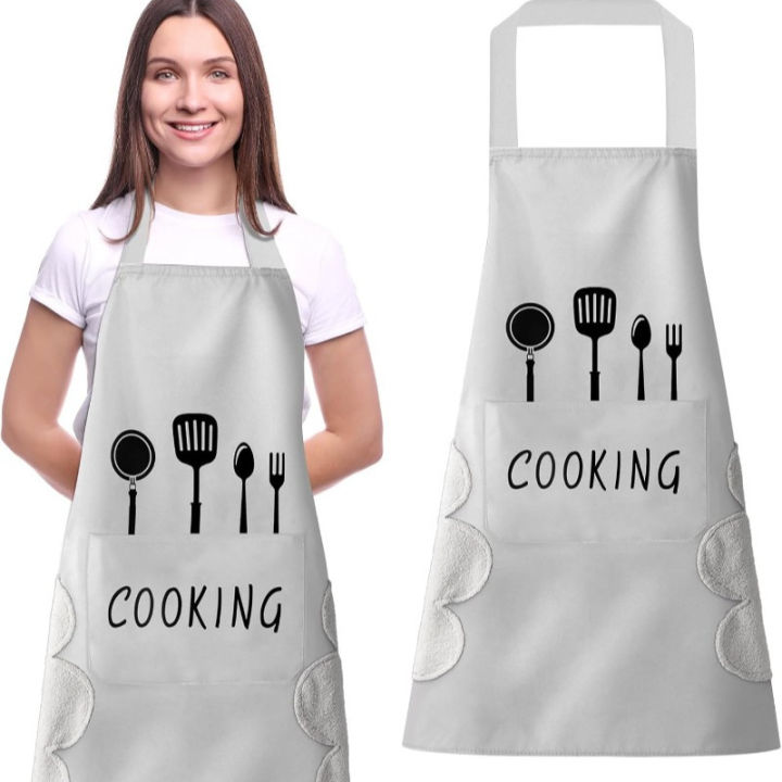 Kitchen Cooking Wipeable Apron Waterproof Oil-Proof Cartoon Wreath ...