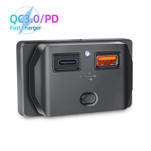 KEBIDU Car Charger Socket 12V/24V 3.1A USB Charging QC3.0+PD Splitter Outlet Power Adapter for Motorcycle Camper Truck ATV Boat Car RV