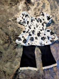 [G3]Set áo hoa nhún quần loe bé gái 8-15kg