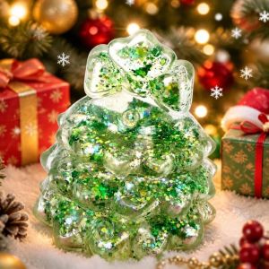 DJDK Slow Rebound Christmas Tree Squeeze Toy Transparent Design TPR Material Fidget Decompression Toy Maltose Series Novelty Pinch Fun Christmas Party