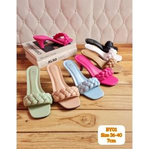 Sandal By01 High Heels Kepang Kokop Ardila 7cm Wanita