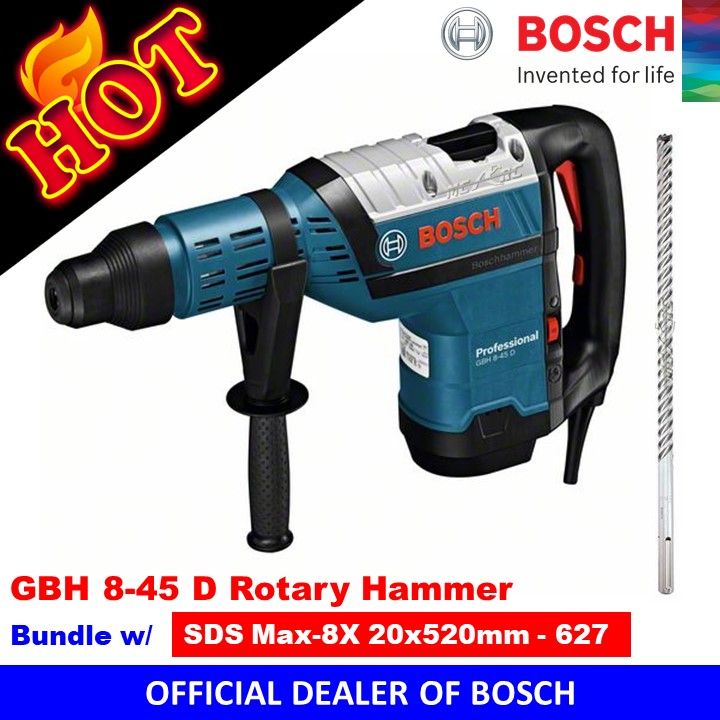 Bosch GBH 8-45 D Rotary Hammer with Hammer Drill Bit SDS Max-8X