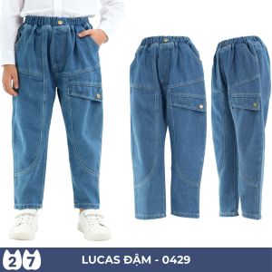 Quần jean dài bé trai 27Kids WELLKIDS quần bò mềm lưng chun nam cho trẻ từ 2-10 tuổi BLJE2