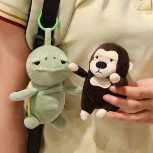 GJURD Mini Size Turtle Plush Pendant Cartoon Design Soft Fluffy Gorilla Stuffed Toy Workstation Decor Compact Style Monkey Doll Keychain Backpack Decor