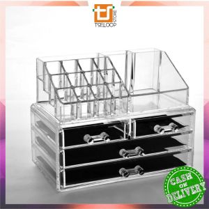 OFM-K161 Rak Kosmetik 4 Laci Storage Box Cosmetic Organizer / Rak Lipstik Transparan / Rak Make Up