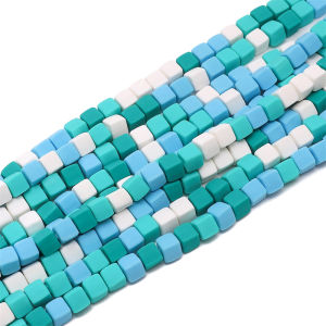 60pcs 6mm Colorful Square Beads Polymer Clay Spacer Loose Beads For Handmade Bracelet Necklace Earring Keychain DIY Craft Jewelry Making Accessories