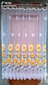 [GLOSIR] TERLARIS GORDEN VITRASE SIANGTRANSPARANDALEMAN MOTIF BUNGA MATAHARI PUTIH DAN WARNA UNTUK JENDELA