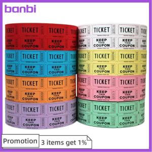 banbi 1000Pcs Colorful Tearable Raffle Tickets Double Rolls Admission Ticket Game Ticket For Events Carnivals Entry Class Reward
