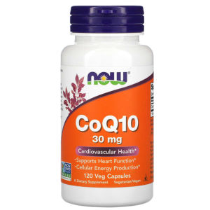 NOW Foods CoQ10 30 mg Coenzyme Q10 Antioxidant Supplement Supports Cardiovascular & Energy Health Vegetarian Friendly Available 60 or 120 Veg Capsules